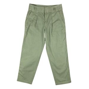 LOFT High Waisted Pleated Cropped Straight Leg Pants Sage Green Women's Size 6